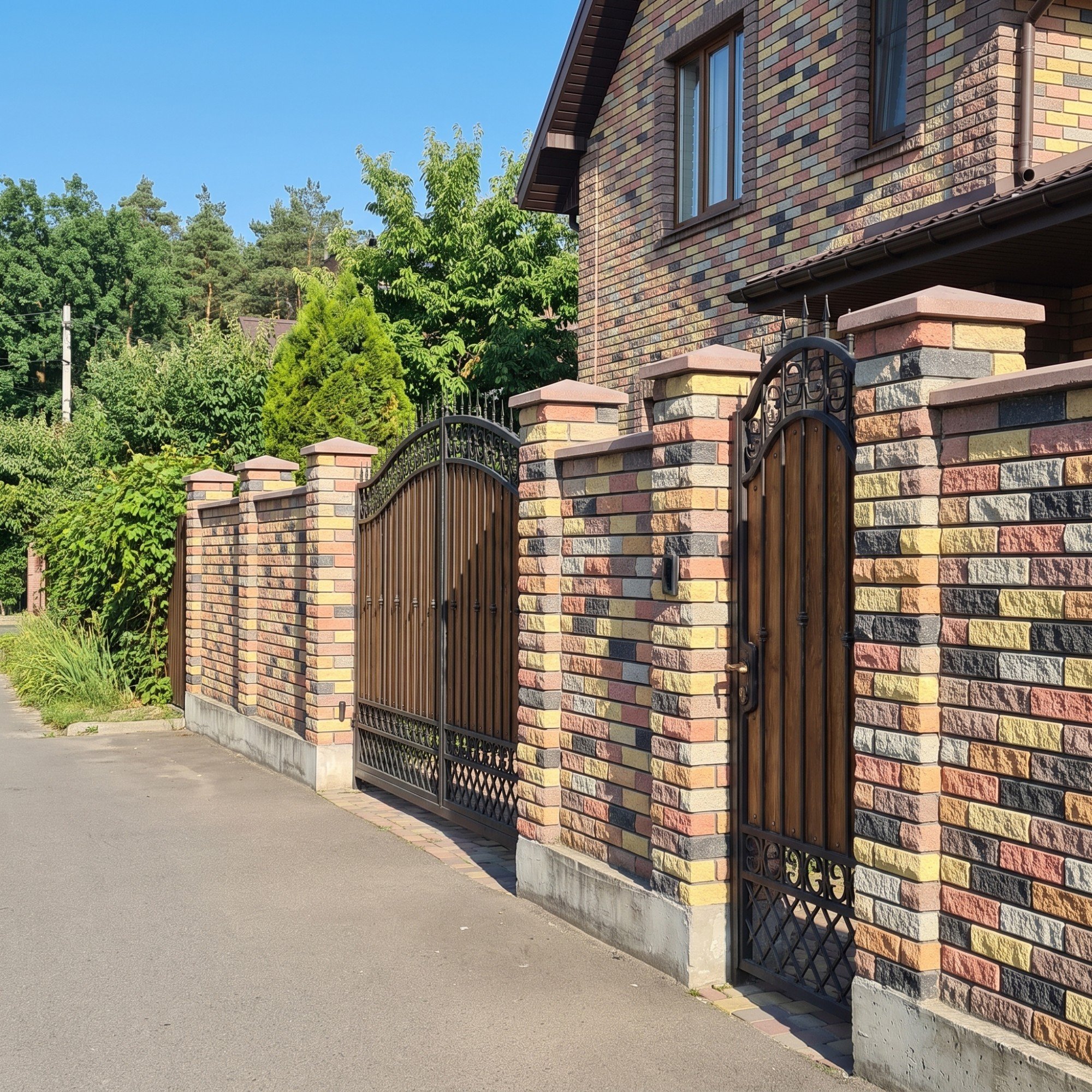 Облицювальна цегла для фасаду будинку і паркану, рвана, колота, фігурна, гладка, для стовпів